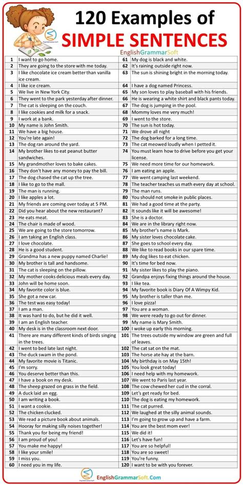 list of sentences in english.